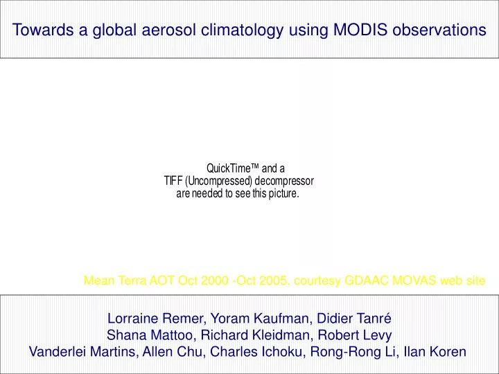 towards a global aerosol climatology using modis