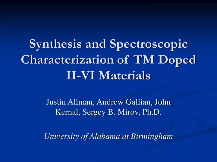 synthesis and spectroscopic characterization of tm doped ii vi materials