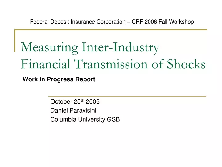 measuring inter industry financial transmission of shocks