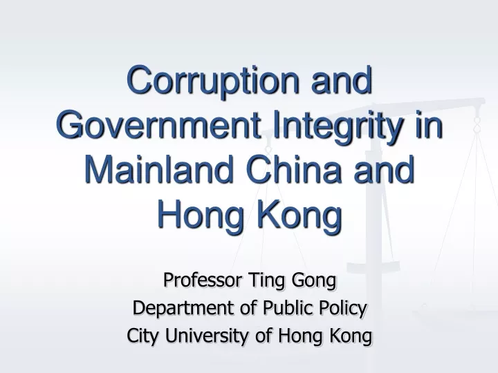 corruption and government integrity in mainland china and hong kong