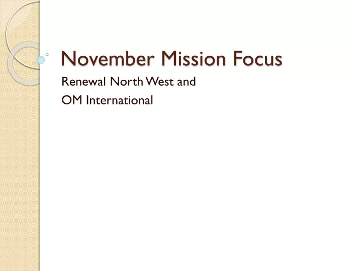 november mission focus