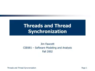 Threads and Thread Synchronization