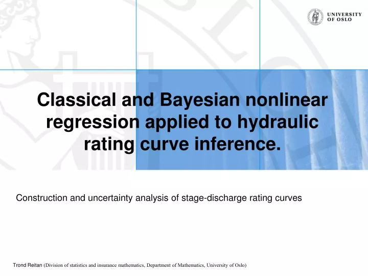 classical and bayesian nonlinear regression applied to hydraulic rating curve inference