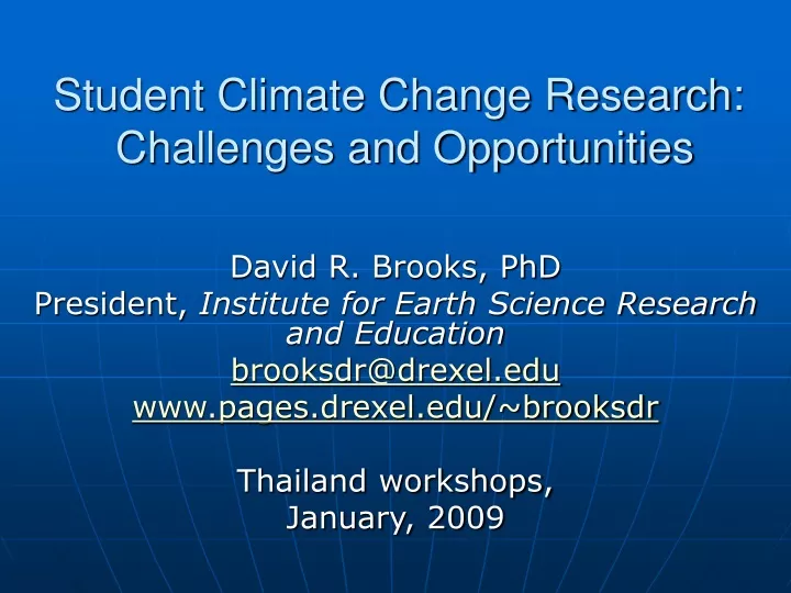 student climate change research challenges and opportunities