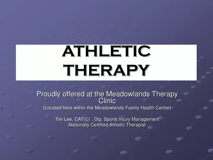 athletic therapy