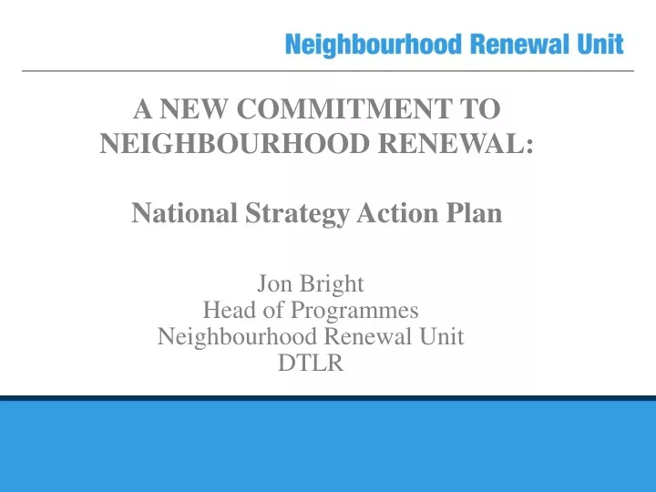 a new commitment to neighbourhood renewal