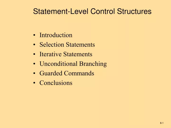 statement level control structures