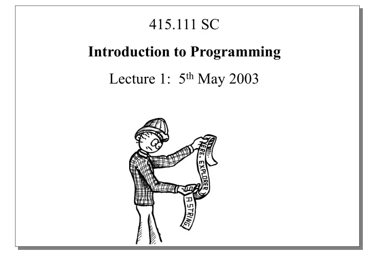 415 111 sc introduction to programming lecture
