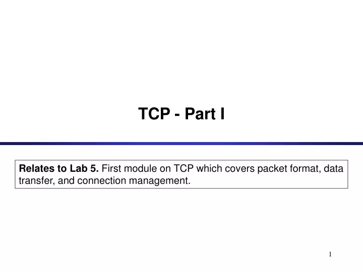 tcp part i