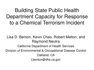 building state public health department capacity for response to a chemical terrorism incident