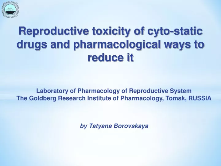 reproductive toxicity of cyto static drugs