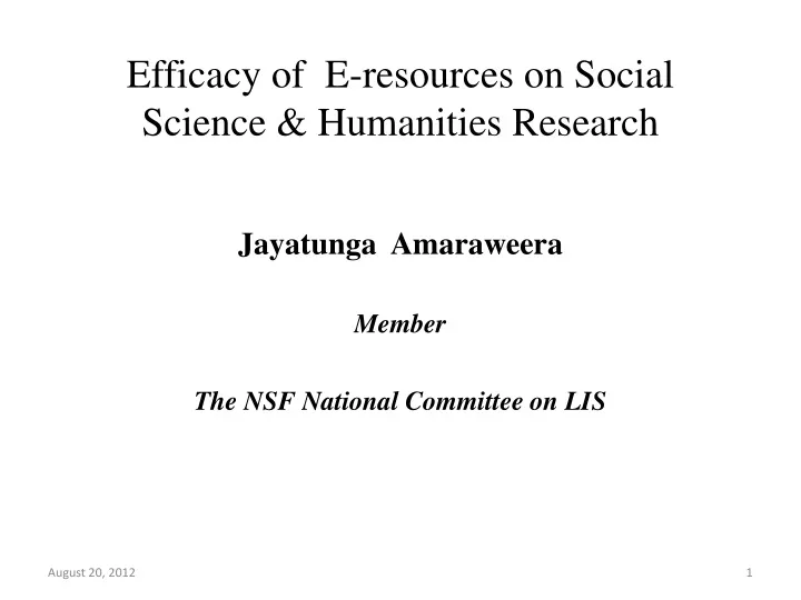 efficacy of e resources on social science