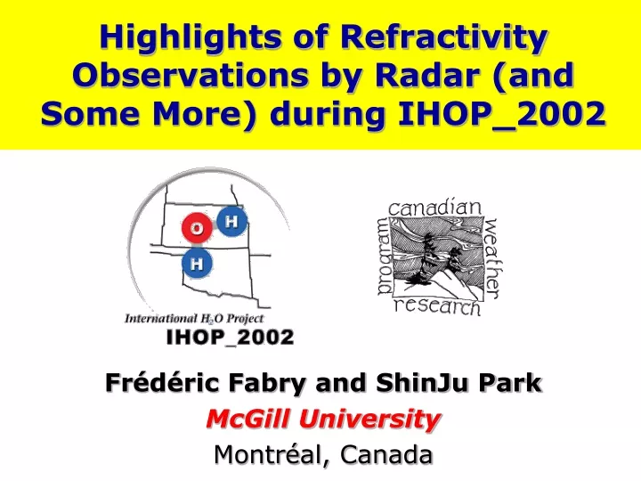 highlights of refractivity observations by radar and some more during ihop 2002
