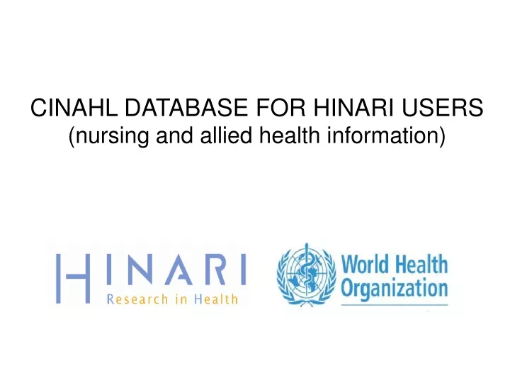 cinahl database for hinari users nursing