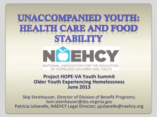 Unaccompanied youth: Health Care and food stability