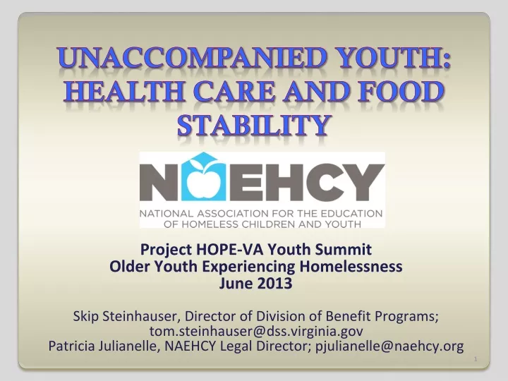 unaccompanied youth health care and food stability