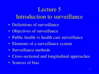 Lecture 5 Introduction to surveillance