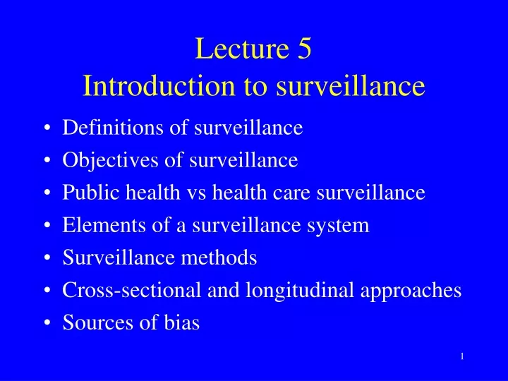 lecture 5 introduction to surveillance