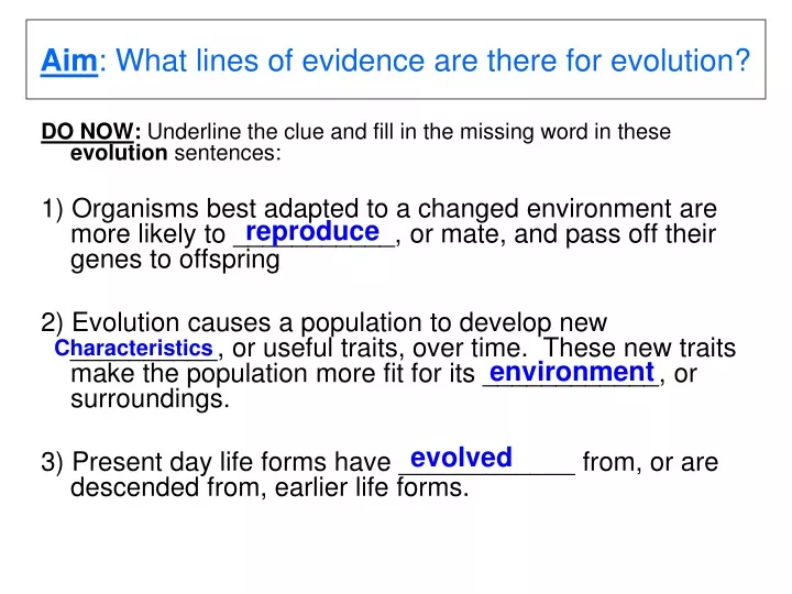 aim what lines of evidence are there for evolution