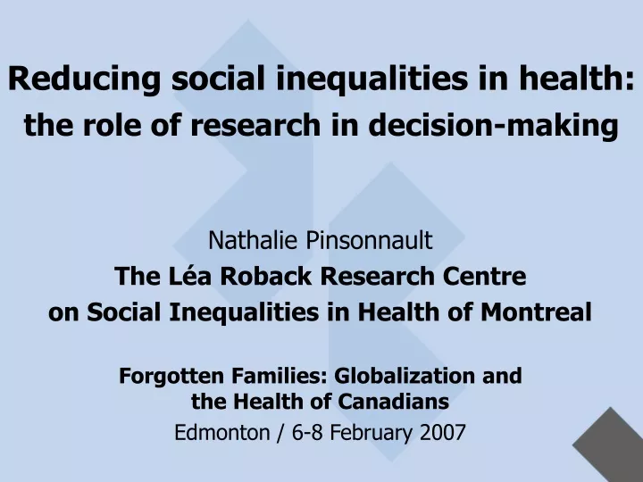 reducing social inequalities in health the role of research in decision making