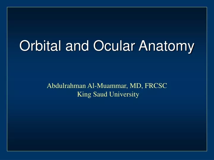 orbital and ocular anatomy