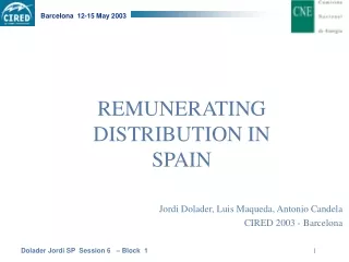 REMUNERATING DISTRIBUTION IN SPAIN