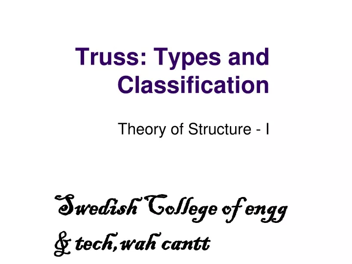 truss types and classification