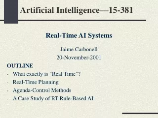 Artificial Intelligence—15-381