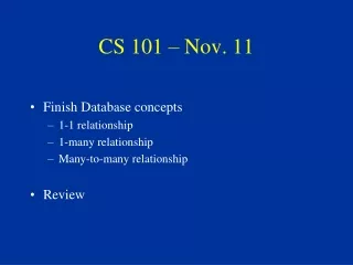 CS 101 – Nov. 11
