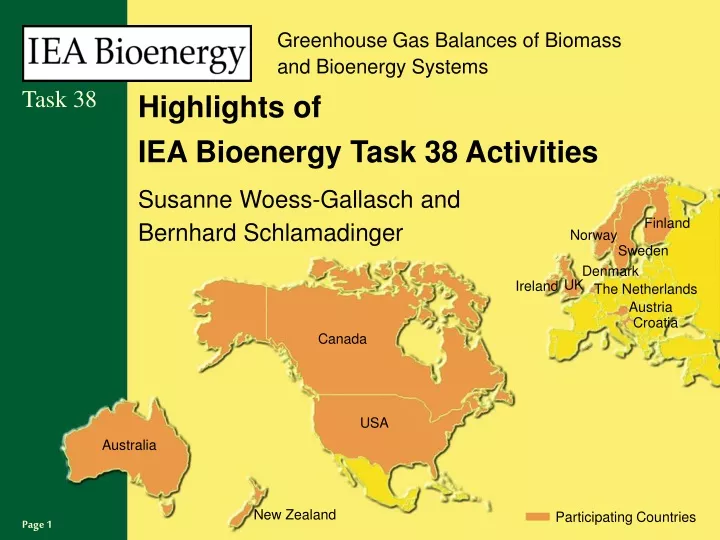 highlights of iea bioenergy task 38 activities susanne woess gallasch and bernhard schlamadinger
