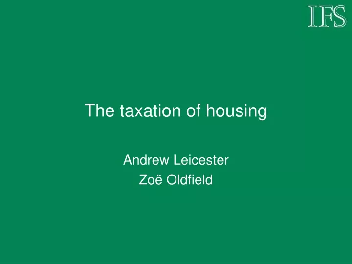 the taxation of housing