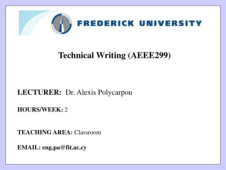 technical writing aeee299 lecturer dr alexis