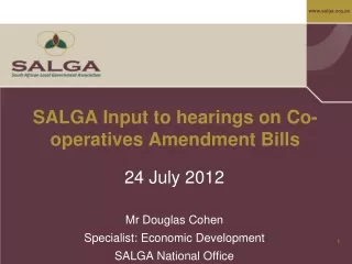 SALGA Input to hearings on Co-operatives Amendment Bills