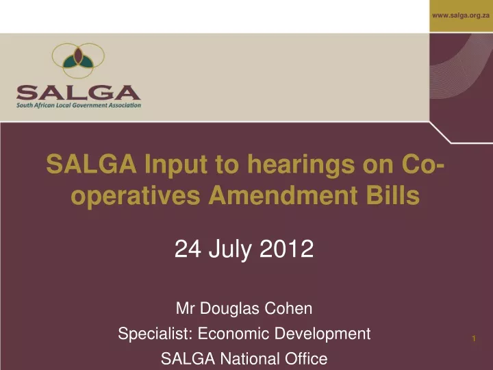 salga input to hearings on co operatives amendment bills