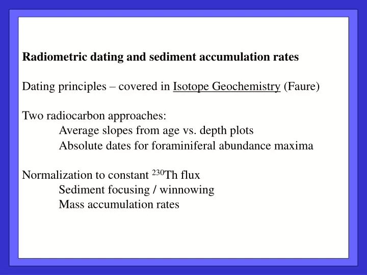 radiometric dating and sediment accumulation