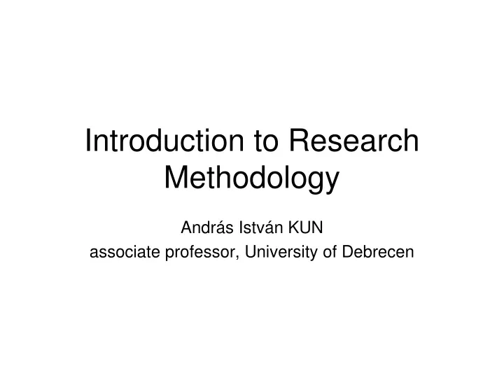 introduction to research methodology