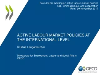 ACTIVE LABOUR MARKET POLICIES AT THE INTERNATIONAL LEVEL
