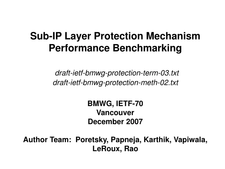 sub ip layer protection mechanism performance
