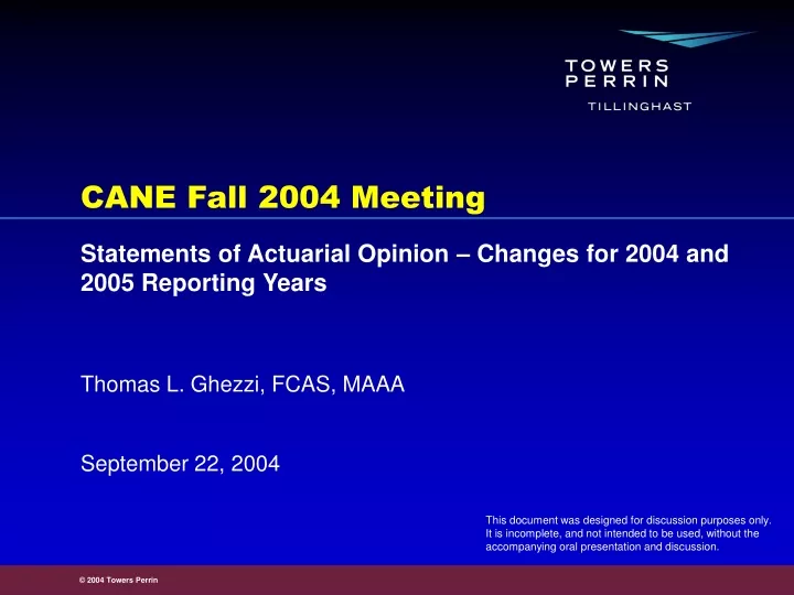 cane fall 2004 meeting