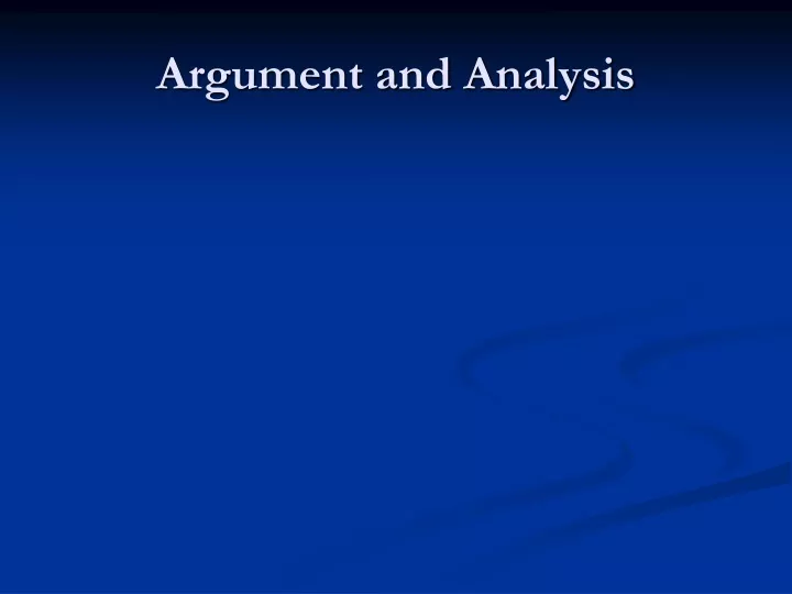 argument and analysis
