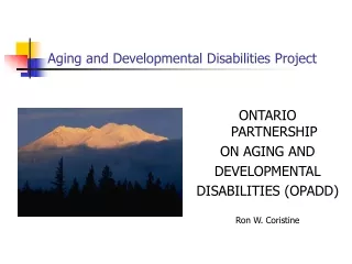 Aging and Developmental Disabilities Project