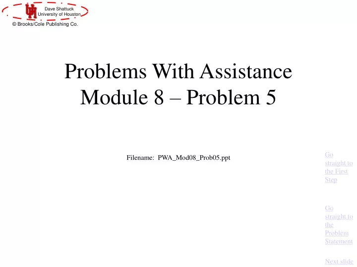 problems with assistance module 8 problem 5