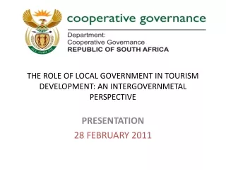 THE ROLE OF LOCAL GOVERNMENT IN TOURISM DEVELOPMENT: AN INTERGOVERNMETAL PERSPECTIVE