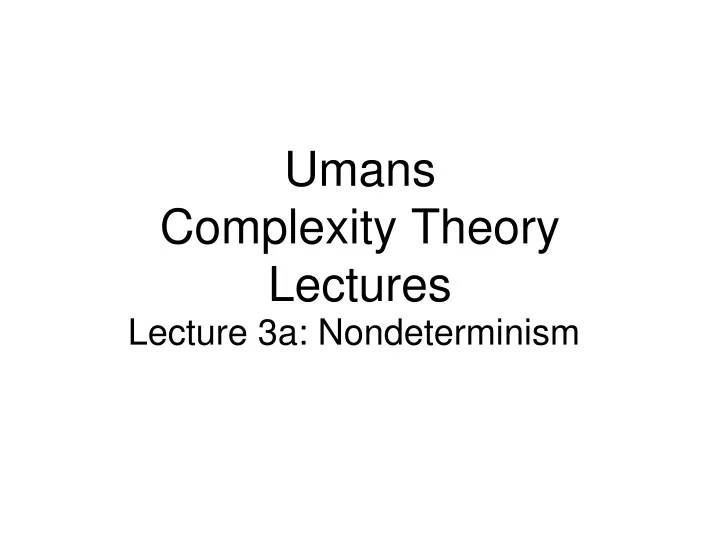 umans complexity theory lectures