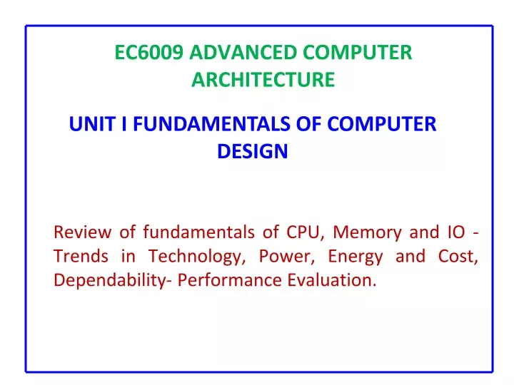 ec6009 advanced computer architecture