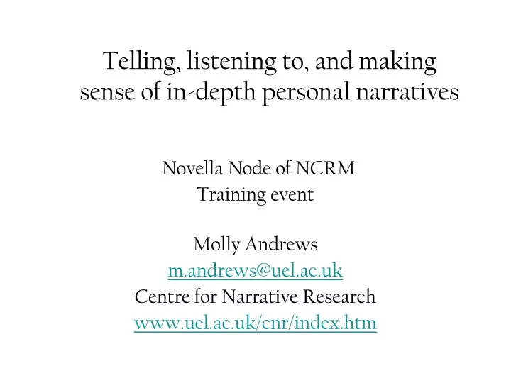 novella node of ncrm training event