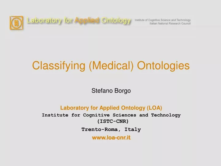 classifying medical ontologies