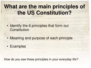 What are the main principles of the US Constitution?