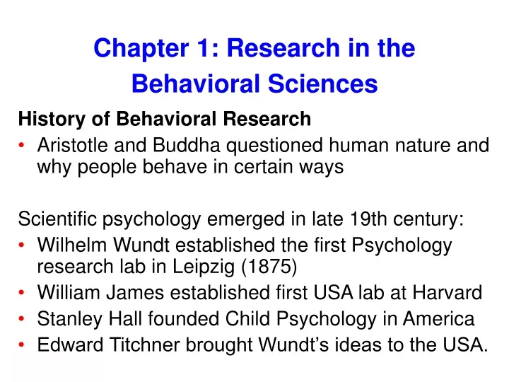 chapter 1 research in the behavioral sciences