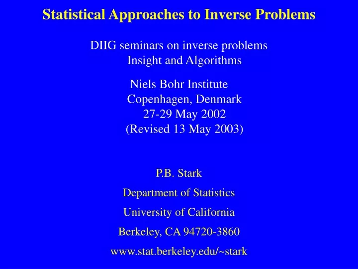 statistical approaches to inverse problems
